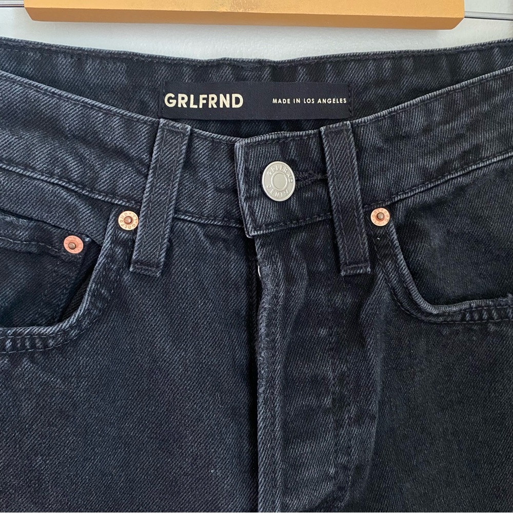 GRLFRND Women's Black Karolina Cropped High-rise Straight-leg Jeans Size 23 - Picture 5 of 15